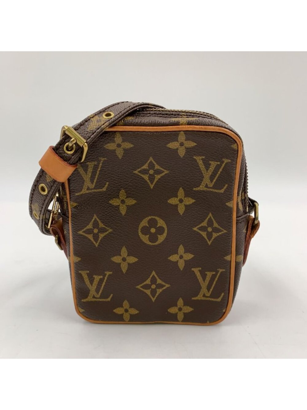 Louis Vuitton Mini Danube Monogram Leather Brown Light Shoulder Bag Gold